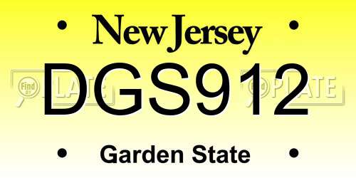 DGS912 New Jersey License Plate