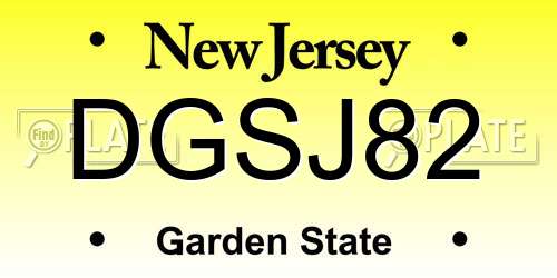 DGSJ82 New Jersey License Plate