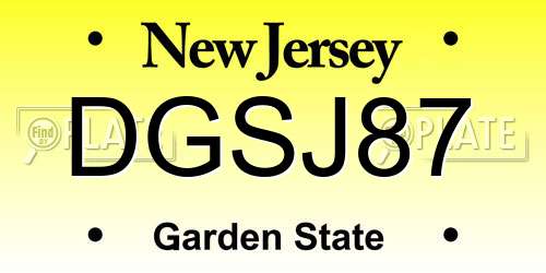 DGSJ87 New Jersey License Plate