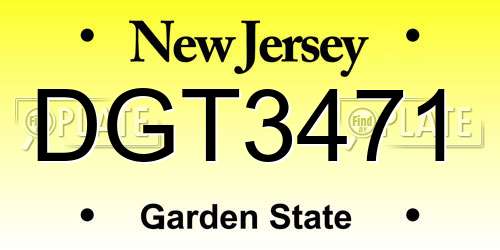 DGT3471 New Jersey License Plate