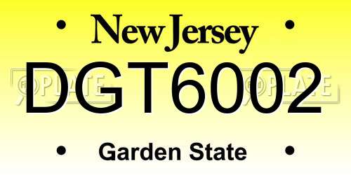 DGT6002 New Jersey License Plate