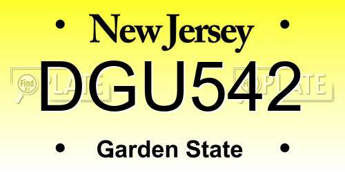 DGU542 New Jersey License Plate