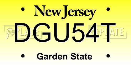 DGU54T New Jersey License Plate