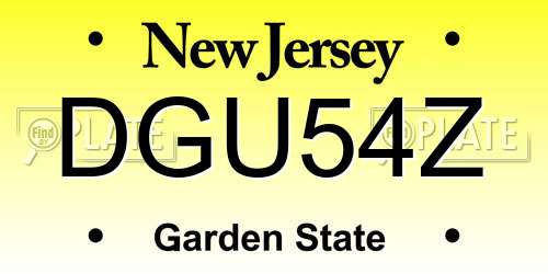 DGU54Z New Jersey License Plate