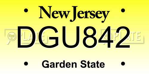 DGU842 New Jersey License Plate