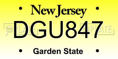 DGU847 New Jersey License Plate