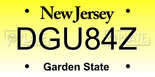 DGU84Z New Jersey License Plate