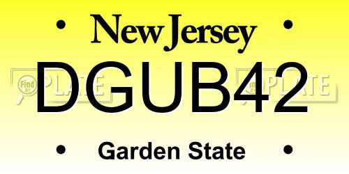 DGUB42 New Jersey License Plate