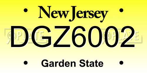 DGZ6002 New Jersey License Plate