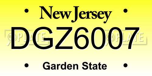 DGZ6007 New Jersey License Plate