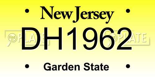 DH1962 New Jersey License Plate