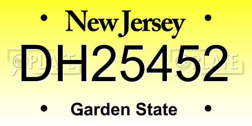DH25452 New Jersey License Plate