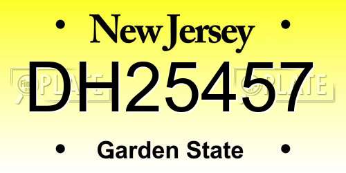 DH25457 New Jersey License Plate