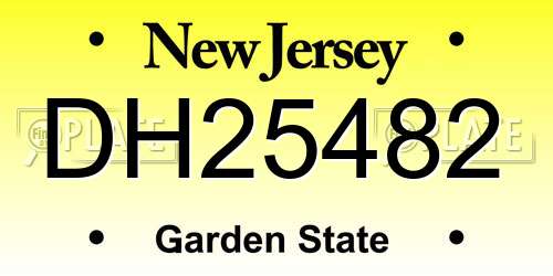 DH25482 New Jersey License Plate