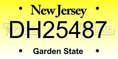DH25487 New Jersey License Plate