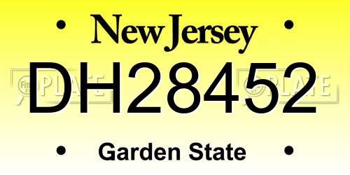 DH28452 New Jersey License Plate