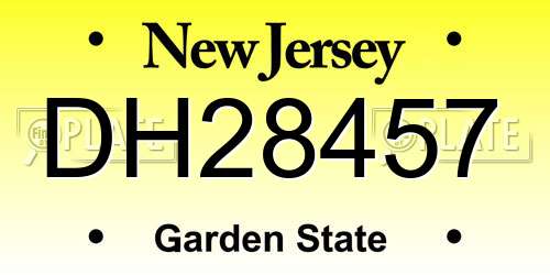 DH28457 New Jersey License Plate