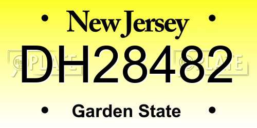 DH28482 New Jersey License Plate