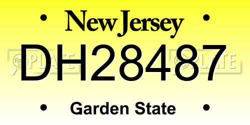 DH28487 New Jersey License Plate