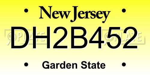 DH2B452 New Jersey License Plate