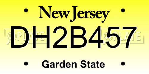 DH2B457 New Jersey License Plate