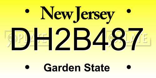 DH2B487 New Jersey License Plate