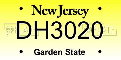 DH3020 New Jersey License Plate