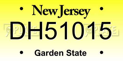 DH51015 New Jersey License Plate