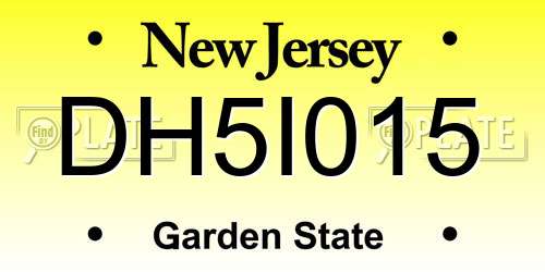 DH5I015 New Jersey License Plate