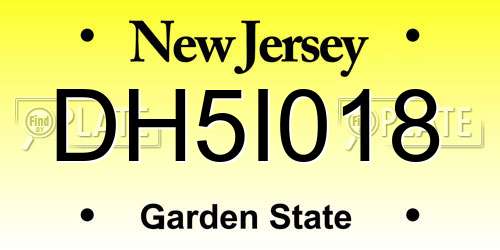 DH5I018 New Jersey License Plate