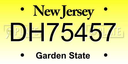 DH75457 New Jersey License Plate