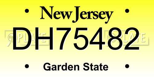 DH75482 New Jersey License Plate