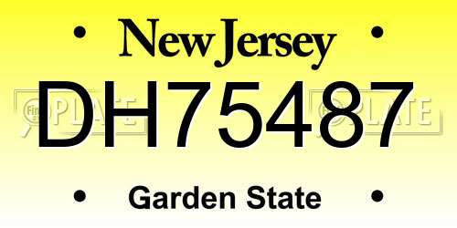 DH75487 New Jersey License Plate
