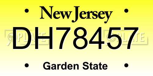 DH78457 New Jersey License Plate