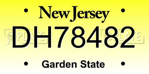 DH78482 New Jersey License Plate