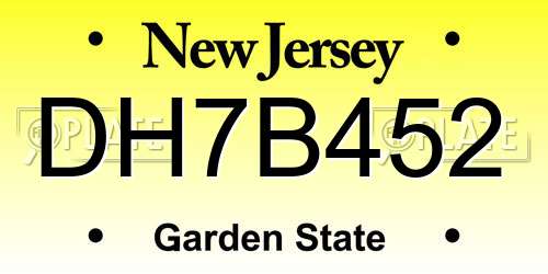 DH7B452 New Jersey License Plate