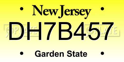 DH7B457 New Jersey License Plate