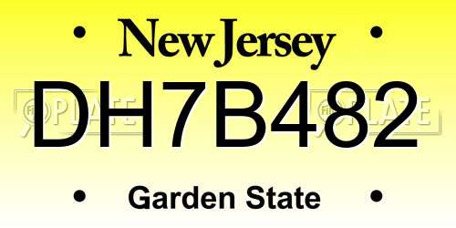 DH7B482 New Jersey License Plate