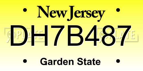 DH7B487 New Jersey License Plate