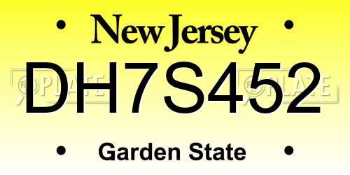 DH7S452 New Jersey License Plate