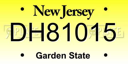 DH81015 New Jersey License Plate