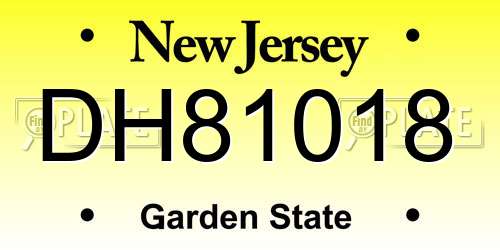 DH81018 New Jersey License Plate