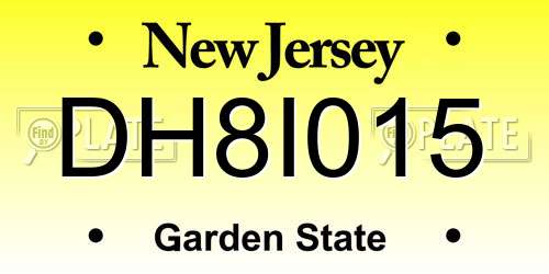 DH8I015 New Jersey License Plate