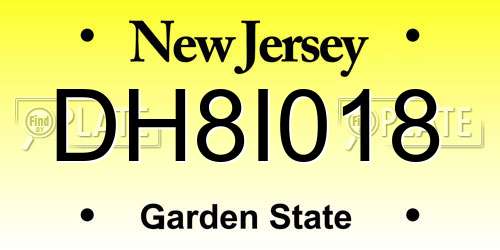DH8I018 New Jersey License Plate