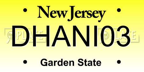 DHANI03 New Jersey License Plate