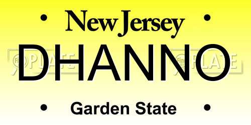 DHANNO New Jersey License Plate