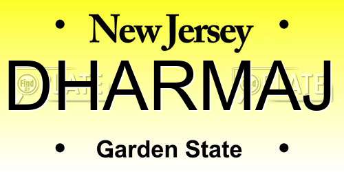 DHARMAJ New Jersey License Plate