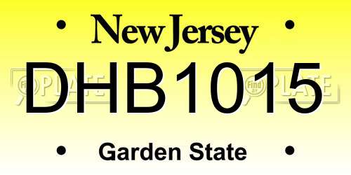 DHB1015 New Jersey License Plate