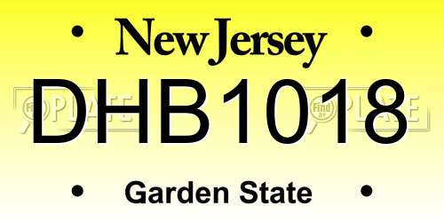 DHB1018 New Jersey License Plate