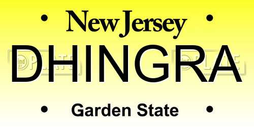 DHINGRA New Jersey License Plate